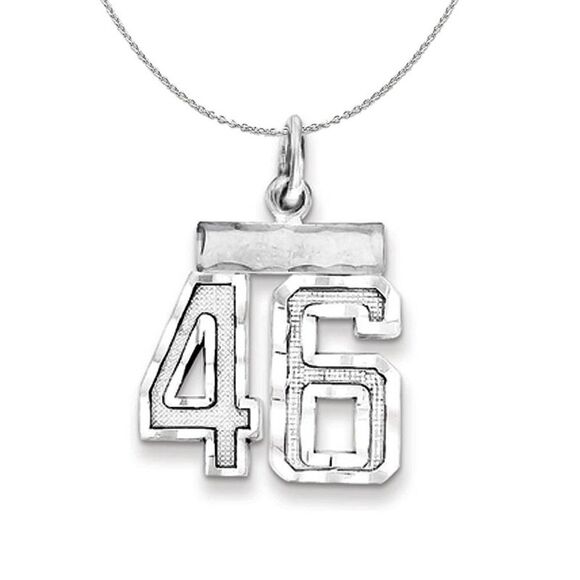 Silver, Varsity Collection, Small D/C Number 46 Necklace - 24 In - Picture 1 of 8